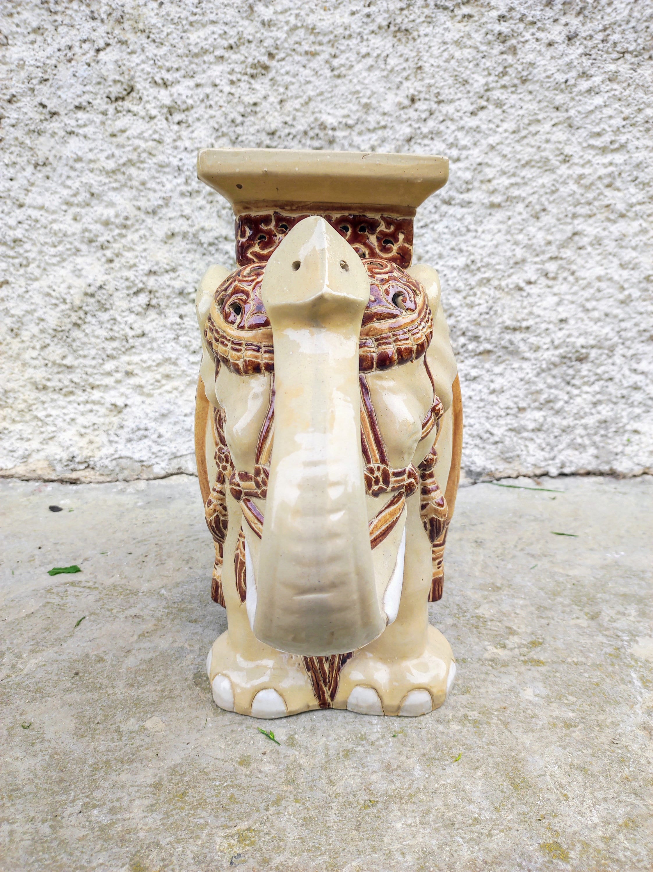 置物 Elephant Vintage Ceramic Elephant Statue/ XL Ceramic Elephant/ Plant Stand