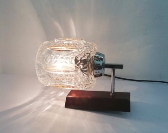 Vintage Wall Lamp / Retro Lamp/ Wall Light/ Glass& Wood and Metal Light / Lightning/ 70s Yugoslavia