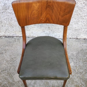 Chaise vintage en bois/ Chaise en bois et cuir vert/ Chaise de salle à manger/ Chaise Stol Kamnik/ Stol Kamnik/ Meubles rétro/ Chaise Yougoslavie/ Années 60 image 6