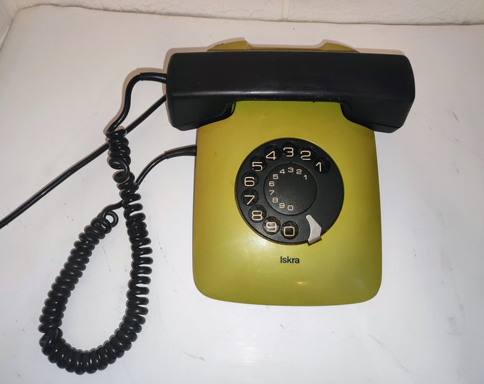 Téléphone Fixe Vintage Iskra ATA 62 Orange - Cadran Rotatif Années 70 - Yougoslavie