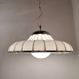 Vintage XL Meblo Ceiling Light / Rare Meblo Guzzini Pendant Light / White Acrylic Light/ Mcm Lightning / Big Hanging Light/ Italy/ 70s