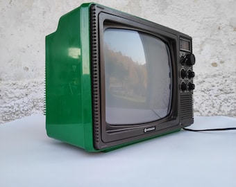 Vintage Portable Television/ Black Tv/ Black and White Display Tv