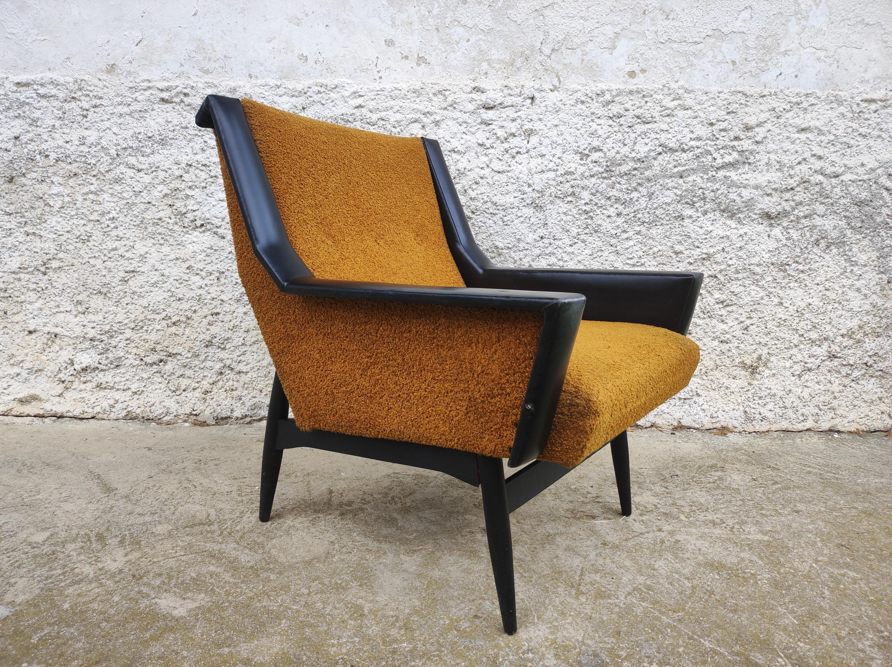 Vintage 1 von 2 Cocktailsesseln/Mid Century Lounge Sessel/Gelbe Sessel/Vintage Möbel 70er Jahre