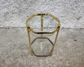 Mesa de apoio/mesa lateral dourada de metal estilo meados do século XX / Mesa de apoio estilo meados do século XX / Mesa de metal dourada / Decoração retrô para casa / Móveis retrô / Era espacial / Mesa de apoio moderna