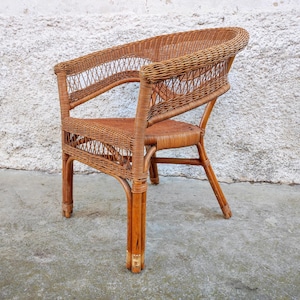 Vintage Rattan Chair / Wicker Chair / Retro Patio Furniture/ Vintage Rattan Furniture/ Old Rattan Chair /Mid Century Outdoor Furniture/ 80s