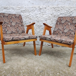 Vintage Pair of Coctail Armchairs/ Retro Lounge Armchairs / Mid Century Modern Lounge Cocktail Armchairs / Vintage Textile Armchairs / 70s