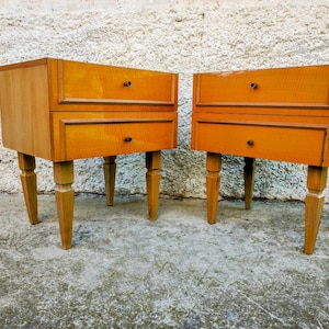 1 of 2 Vintage Bedside Table/ Mid Century Nightstand/ Nightstand Storage/ Retro Night Table/ Storage Tables/ Wooden Nightstands/ Yugoslavia
