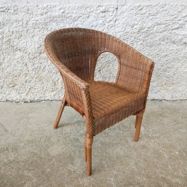 Vintage Rattan Chair / Wicker Chair / Retro Patio Furniture/ Vintage Rattan Furniture/ Rattan Chair/ Outdoor Furniture/ 80s