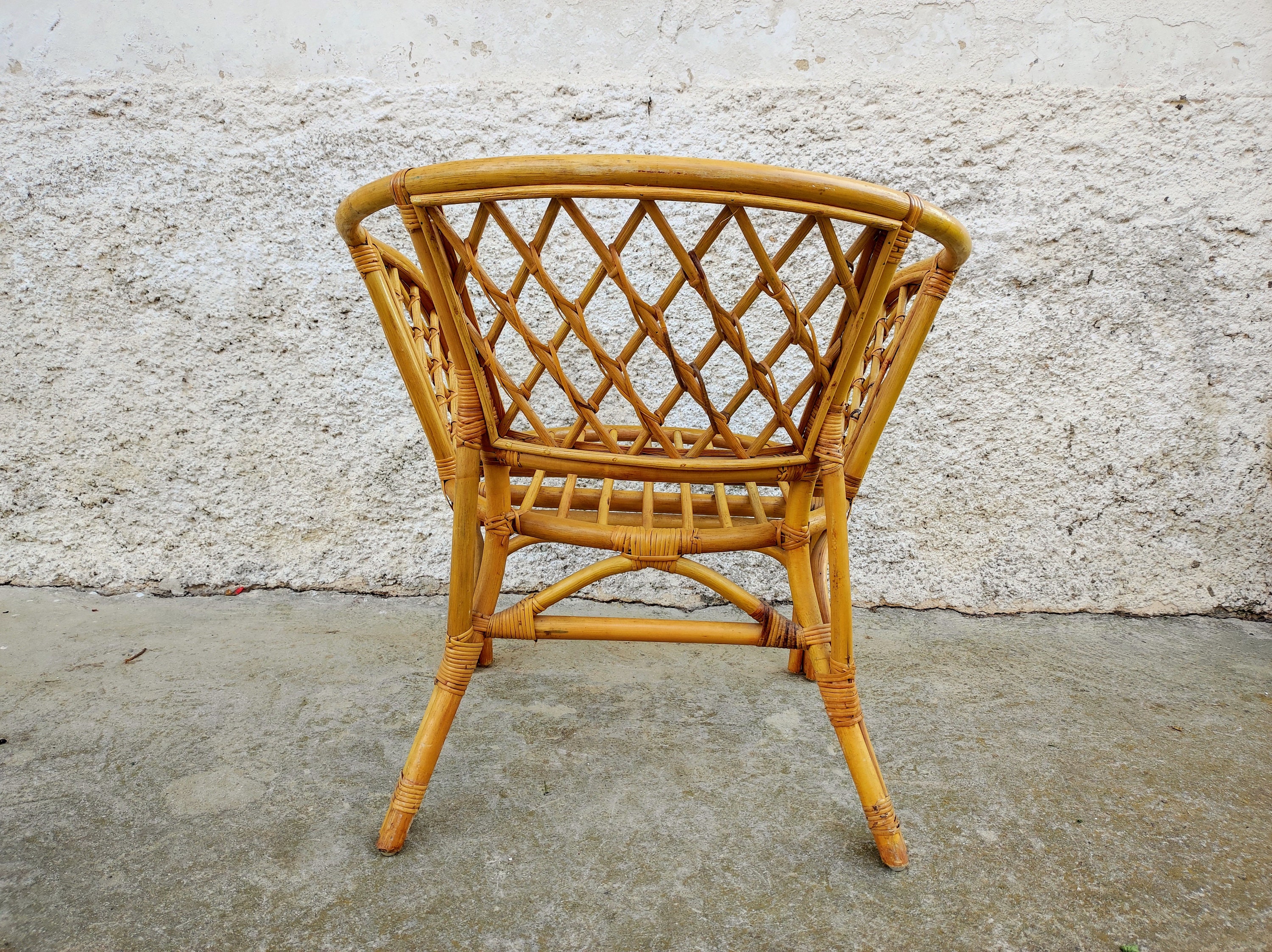 Vintage Rattan Chair/ Wicker Chair/ Boho Style / Bamboo