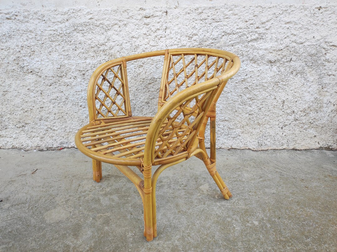 椅子 vintage rattan easy chair 1950s Rare rattan easy chair by Rohé, Netherlands - De
