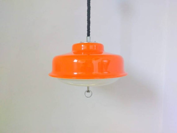 Vintage Lamp Guzzini Lamp Orange And White Lamp Etsy
