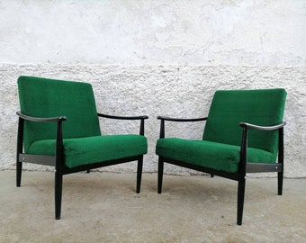 1 von 2 Vintage Coctail Sessel/ Retro Lounge Sessel / Mid Century Green Lounge Cocktail Sessel / Vintage Textilsessel / 70er