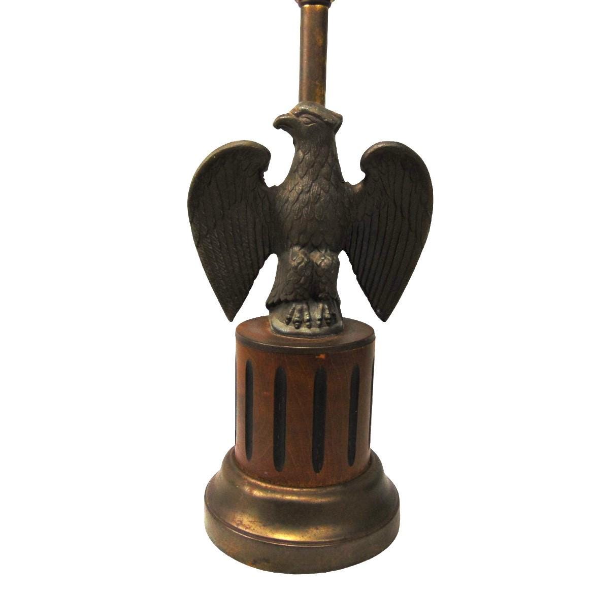 Vintage Cast Metal Eagle Lamp | Americana Federal Style Desk