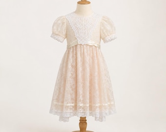 Vintage 1980s Gunne Sax Pink Lace Flower Girl Dress Girls Size 6 Prairie Cottagecore