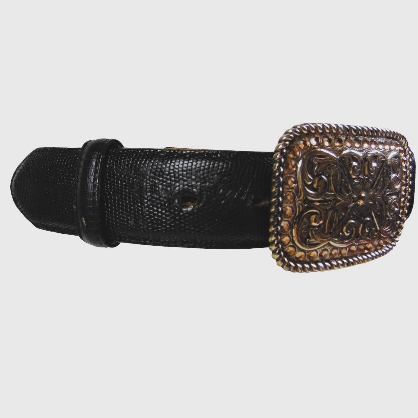 Justin Belt Women 34 Brown Good Genuine Lizard Western Floral Engraved Buckle Justin Women main image 3