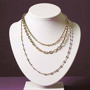 Vintage Gold Layered Necklace Multi Strand Chain Filigree Detail Statement Necklace Retro Jewelry Gift for Her