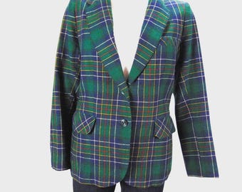 Vintage 80s Latch On Tartan Plaid Blazer Women’s 14 (M)