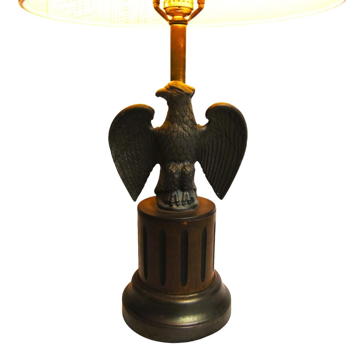 Vintage Cast Metal Eagle Lamp | Americana Federal Style Desk