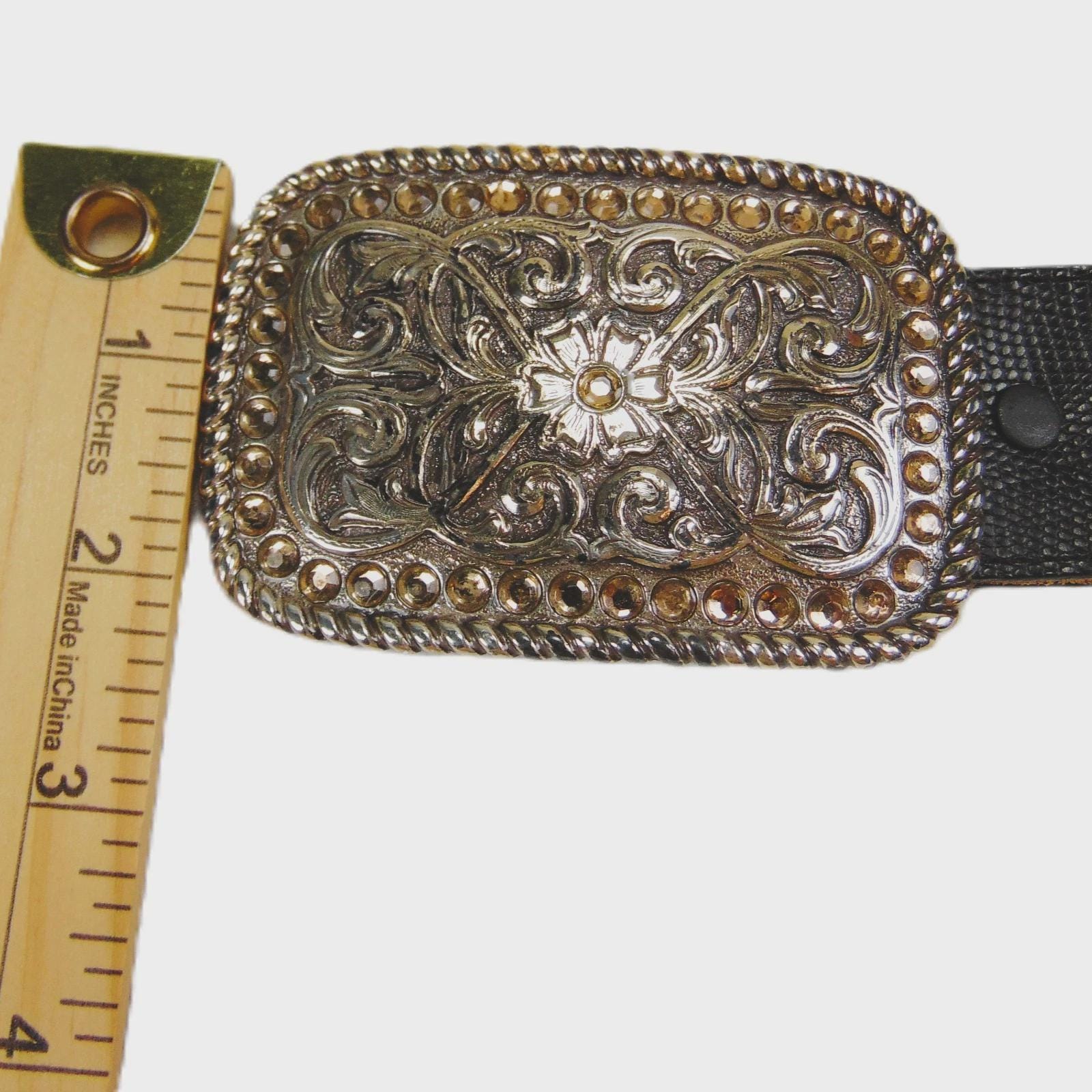 Justin Belt Women 34 Brown Good Genuine Lizard Western Floral Engraved Buckle Justin Women main image 4