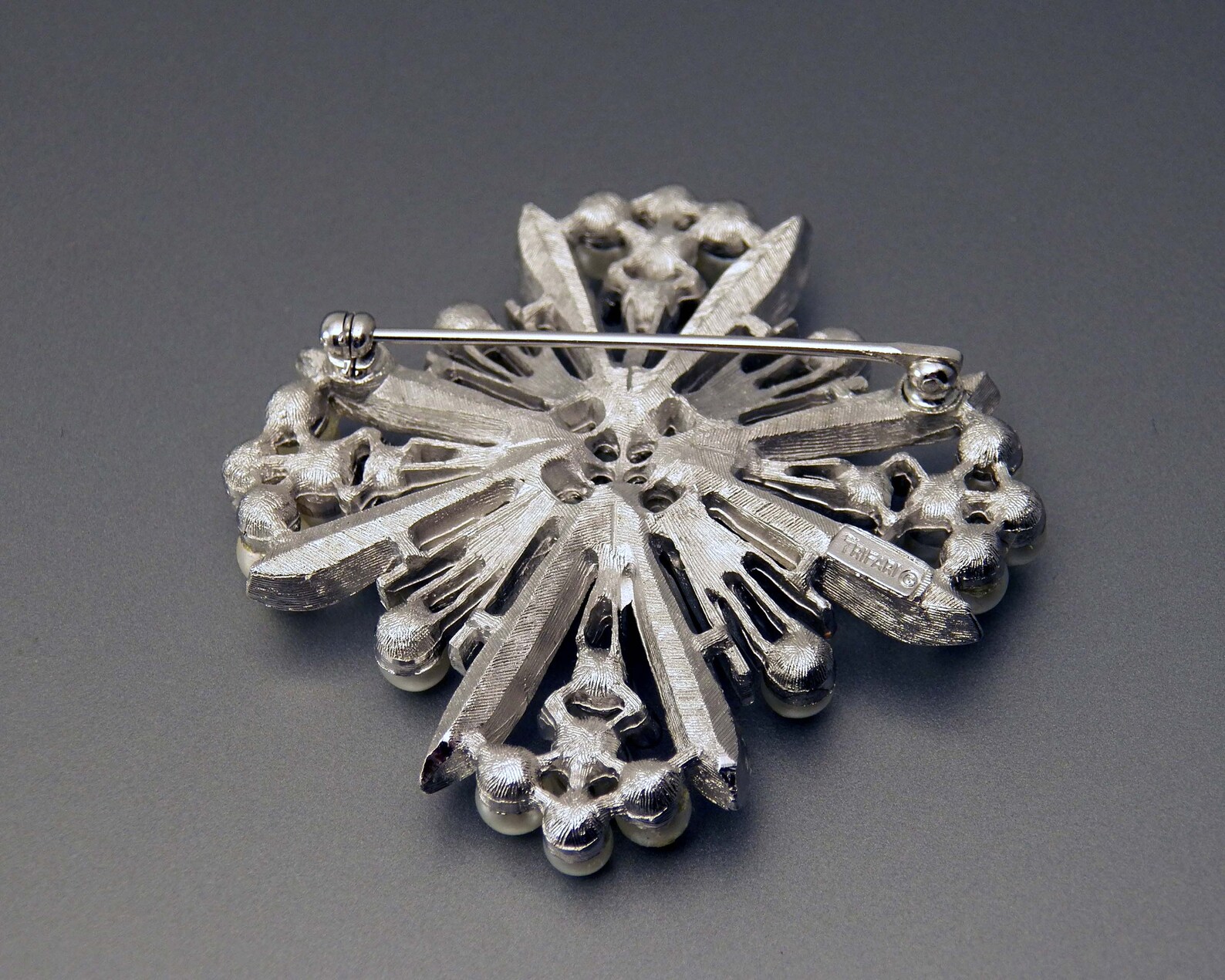 Pearl Maltese Cross Crown Ttifari Brooch Vintage Rhinestone Etsy