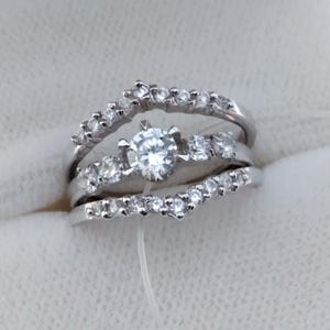Sterling Silber Stapelringe Set: Damen CZ Dreifachring