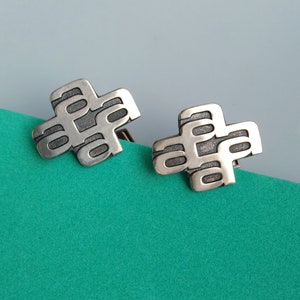 Gemelos modernistas finlandeses con letra A en plata 813, gemelos Kalevi Rantanen TKR de plata de ley, joyería vintage de los años 60 para hombre.