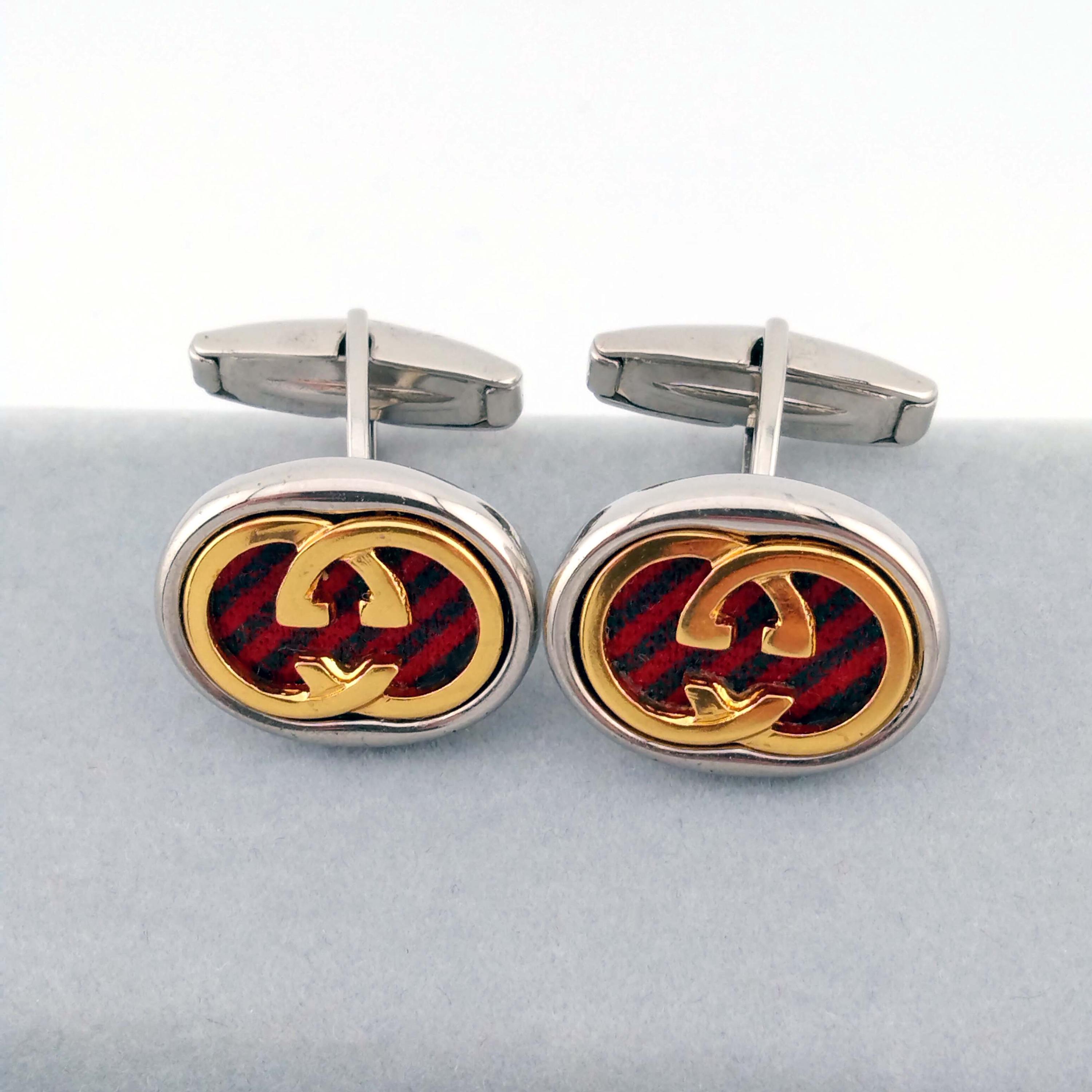 GUCCI  ヴィンテージ カフリンクス Authentic Vintage Gucci Cufflinks Gucci Tie Clip Designer