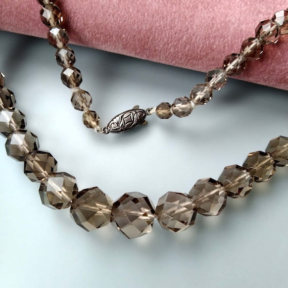 Smoky Quartz Graduated Faceted Bead Choker Neckla… - image 2