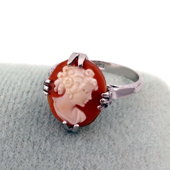 Tiny Shell Cameo Ring, Sterling Silver Vintage Je… - image 8