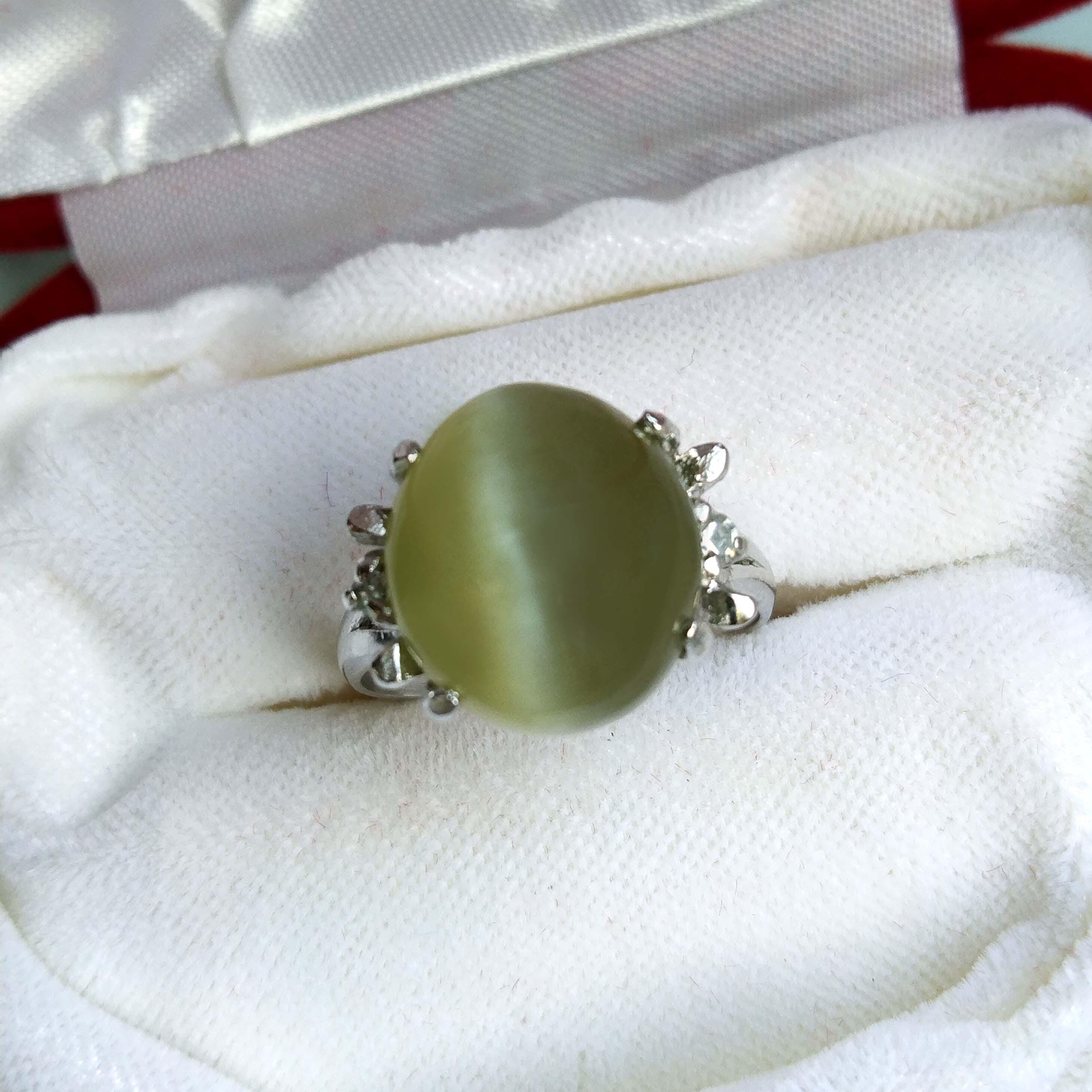 Bague Jonc Acier Créateur - Verte Avec Strass, Taille 54, Style Alliance