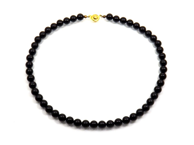 Black Onyx Bead Necklace Vintage Jewelry for Men Etsy