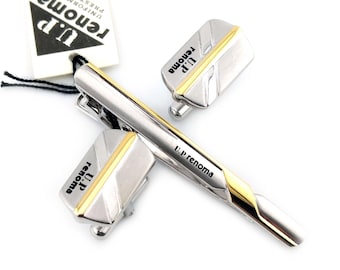 UP Renoma manchetknopen en dasspeldset voor heren, minimalistische Franse accessoires