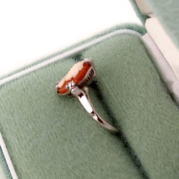 Tiny Shell Cameo Ring, Sterling Silver Vintage Je… - image 2