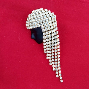 Lady Rhinestone Flapper Brooch, Signed Vintage Costume Jewelry Art Deco Style