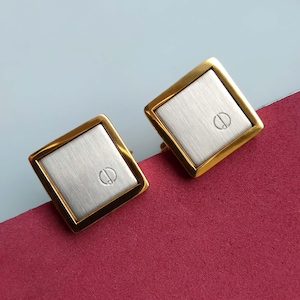 Gold Plated Dunhill Logo Cufflinks, Brand Mark Emblem Cuff Link, Vintage Designer Men's Jewelry