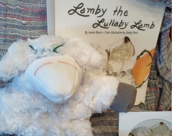 Home sewn Lullaby Lamby helps other little lambs go to sleep. "Lamby the Lullaby Lamb" story book and CD of original scripture songs