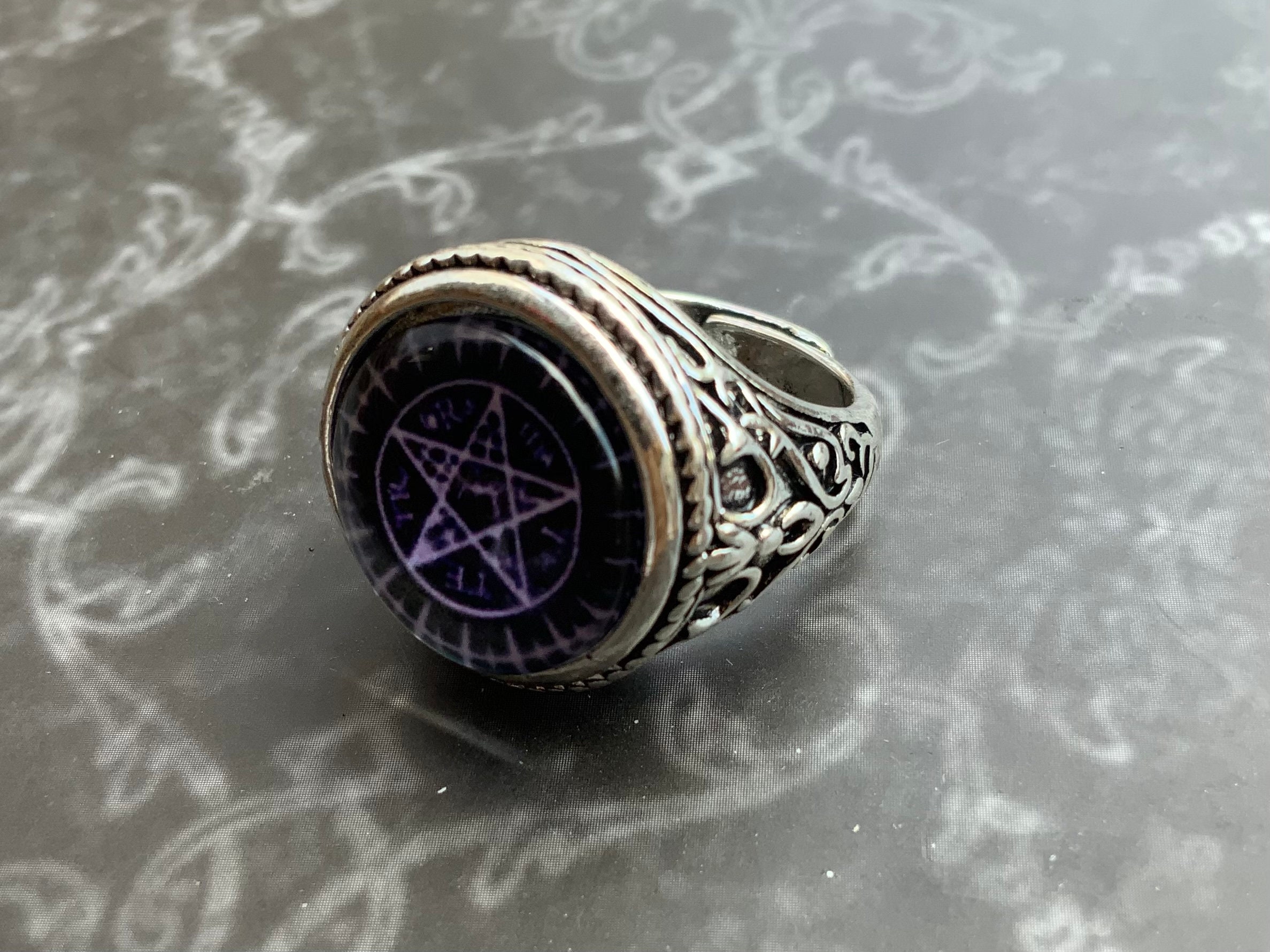 Butlers Black Gothic Pentagram Ring otaku-TO ORDER • Stones&Fire