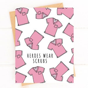 Nurse Appreciation Card Doctor Thank You Card Heroes Wear Scrubs Card