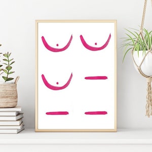 Mastectomy Watercolor DIGITAL DOWNLOAD 5x7 and 8.5x11, Mastectomy Gift Breast Cancer Art Breast Cancer Wall Art Breast Cancer Gift for Her