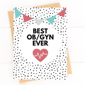 Card for OB/GYN Best OBGYN Ever Card Thank You Card for Gynecologist ...