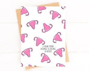 Funny Hysterectomy Card Uterus Cancer Care Package Card Funny Endometriosis Card Endometrial Card Uterus Cancer Card