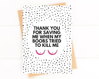 Breast Cancer Survivor Thank You Card for Oncologist Thank You Card Doctor Funny Doctor Thank You