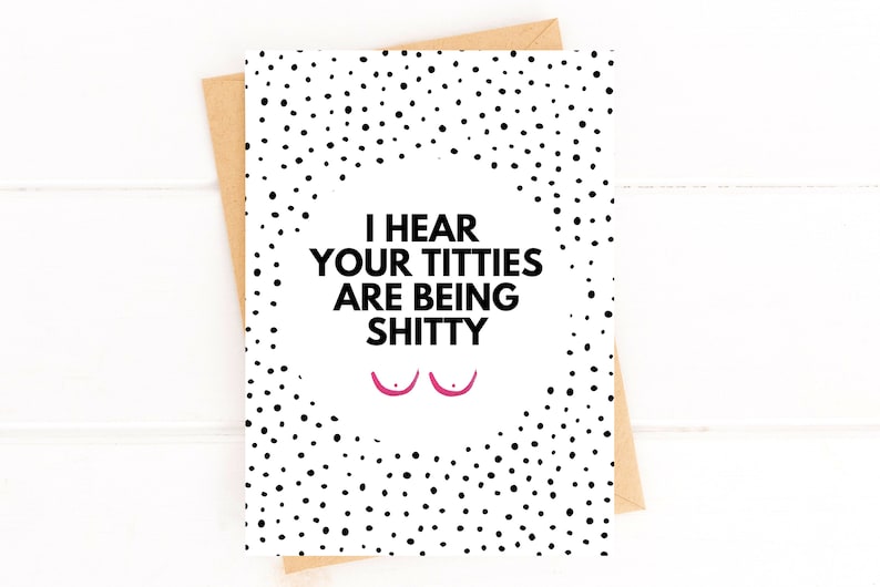 Titties Are Being Shitty Card Breast Cancer Card Breast Cancer Gift Breast Cancer Care Package for Her Funny Breast Cancer Card for Friend image 2