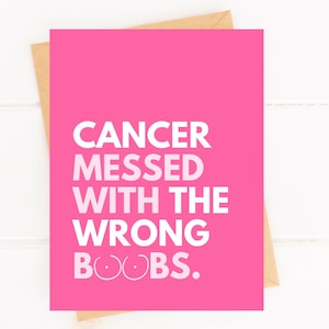 Tarjeta de apoyo para el cáncer de mama Tarjeta divertida contra el cáncer Tarjeta para recuperarse de una superviviente de cáncer de mama