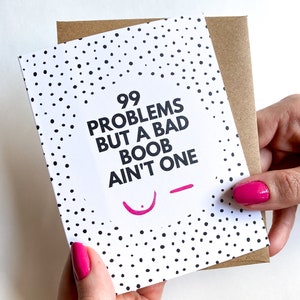 Tarjeta divertida de mastectomía Tarjeta de cáncer de mama Tarjeta de 99 problemas Tarjeta de recuperación contra el cáncer