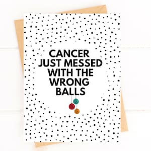 Tarjeta divertida de cáncer testicular Cáncer desordenado con las bolas equivocadas