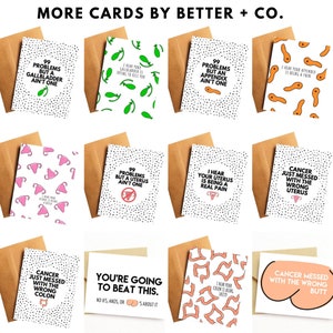 May include: A set of 10 greeting cards with humorous and relatable messages about health issues. The cards feature black and white illustrations with a polka dot background. The cards are printed on white cardstock and have brown envelopes.