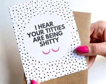 Titties Are Being Shitty Card Breast Cancer Card Breast Cancer Gift Breast Cancer Care Package for Her Funny Breast Cancer Card for Friend