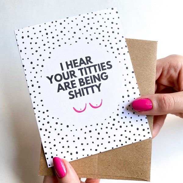 Tarjeta "Las tetas son una mierda" Tarjeta de cáncer de mama Regalo de cáncer de mama Paquete de cuidado de cáncer de mama para ella Tarjeta divertida de cáncer de mama para una amiga