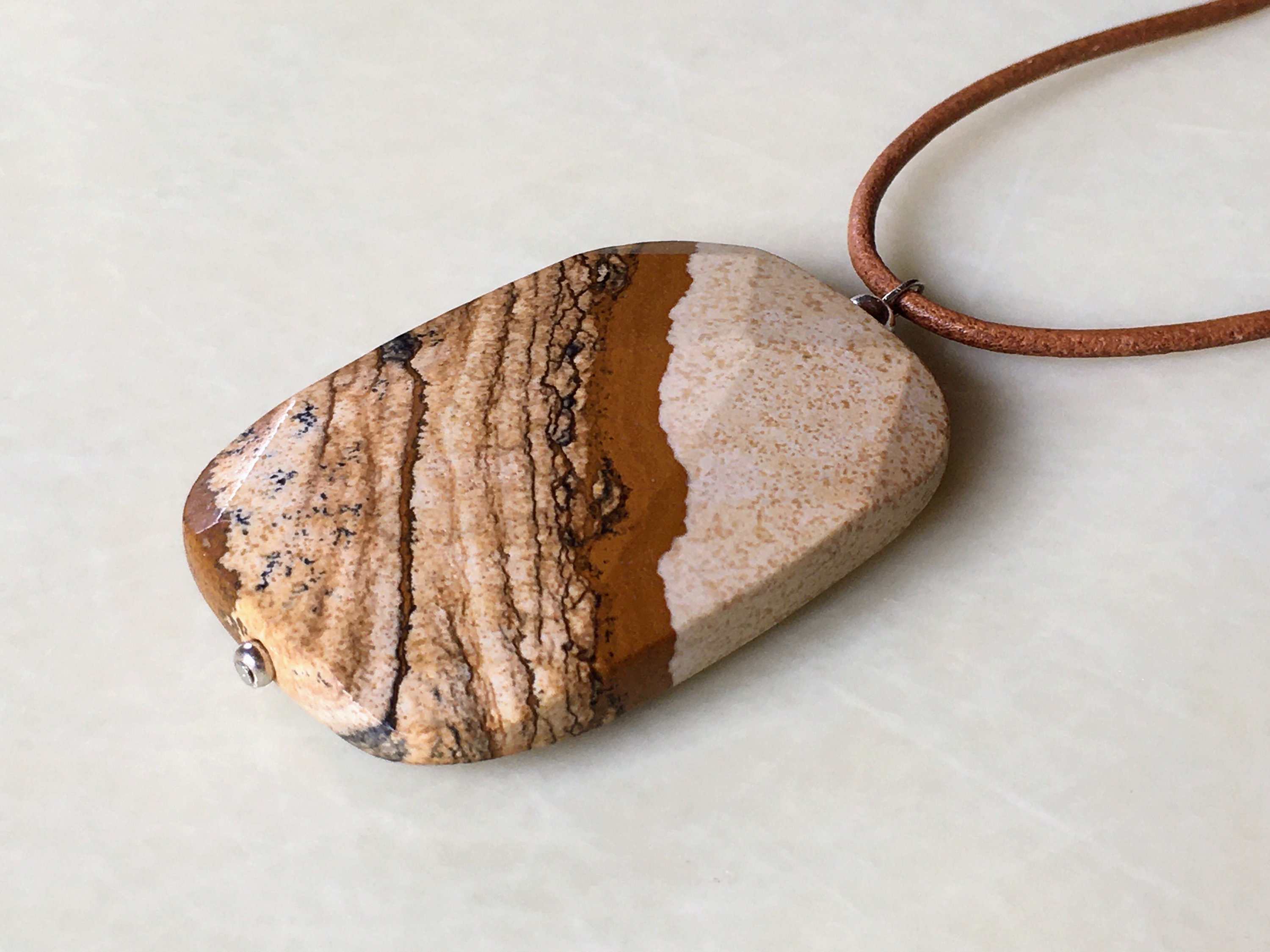 Rare Chocolate Jasper Art Cut Pendant Bead Strand 109010
